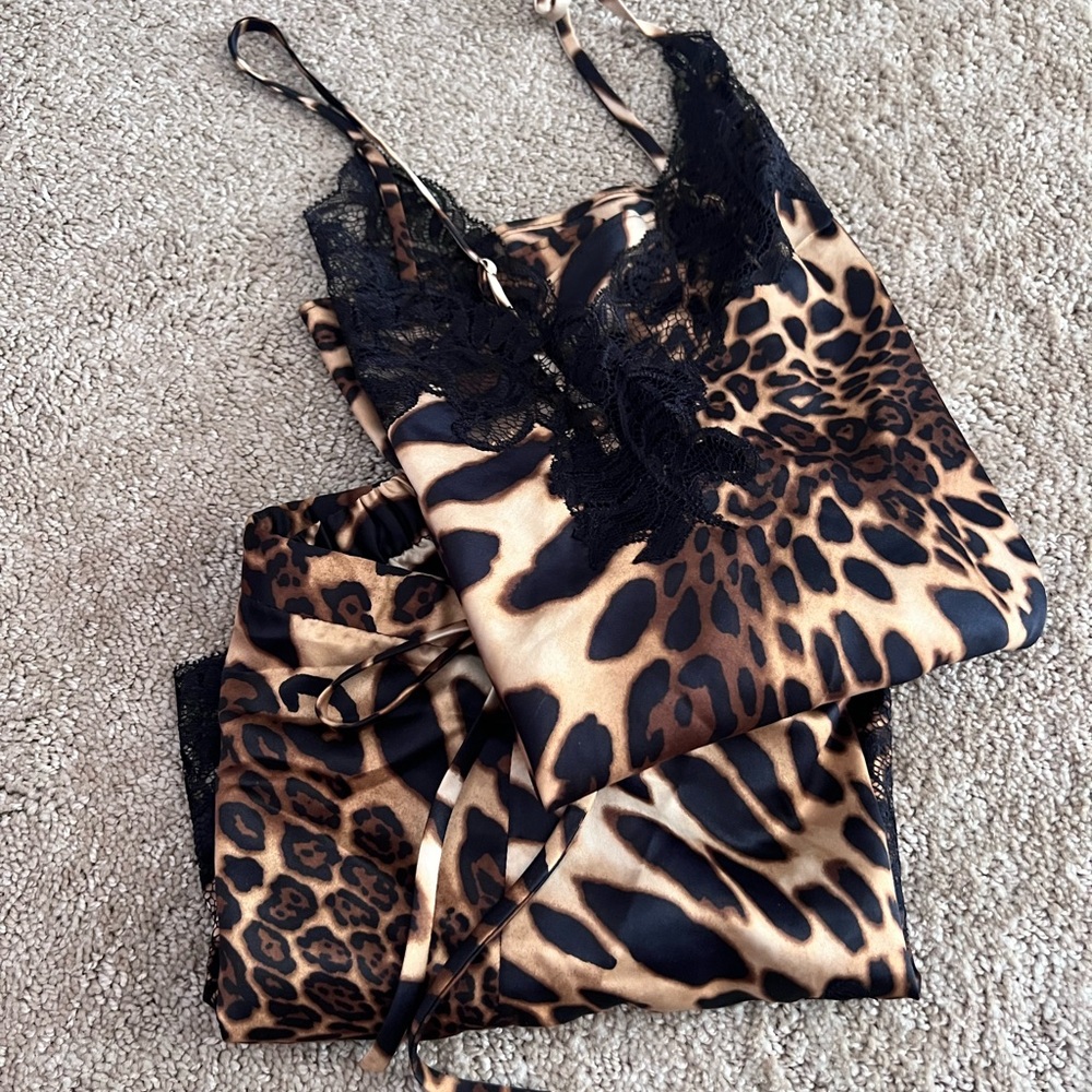 Brand New NATORI Baby Doll Nightie PJ Leopard Set 🐆😴✨